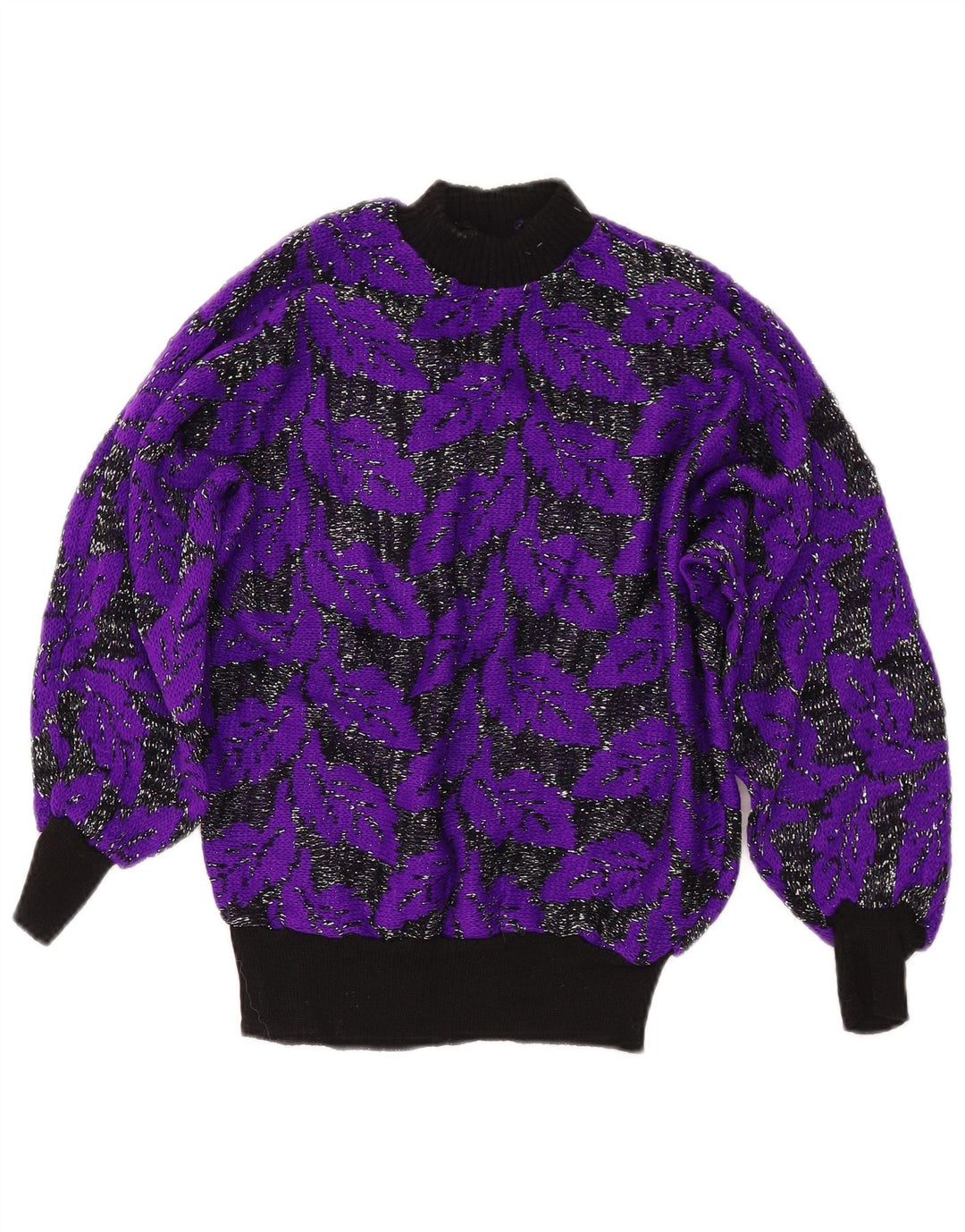 VINTAGE Pulover cu gât țestoasă pentru femei UK 8 Mic violet Colorblock