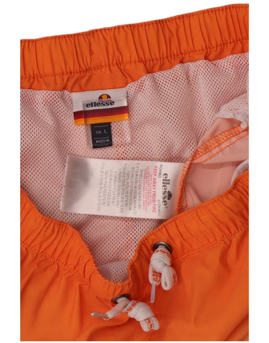 ELLESSE Mens Graphic Swimming Shorts Large Orange Tie Dye Polyester
