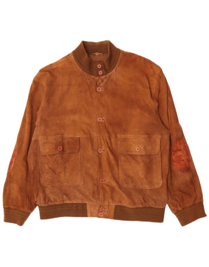Bomber vintage pentru bărbați din piele intoarsa IT 62 5XL din piele bej