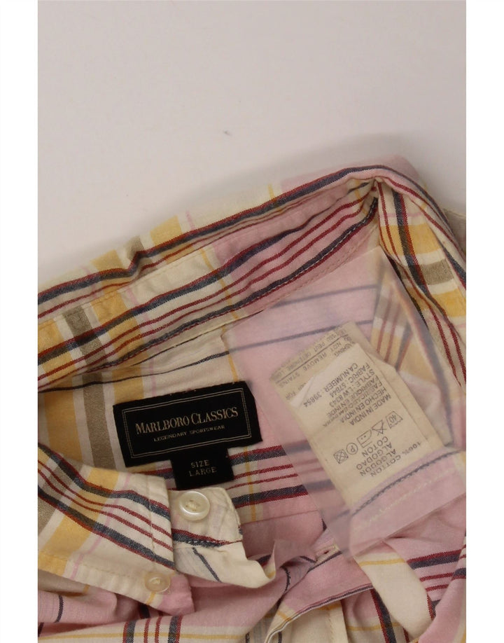 Cămașă Marlboro Classics pentru bărbați, bumbac în carouri multicolore