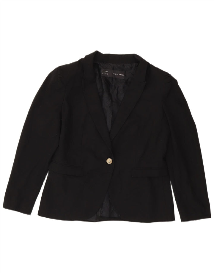 Blazer pentru femei Zara, cu 1 nasture, UK 18 XL, poliester negru