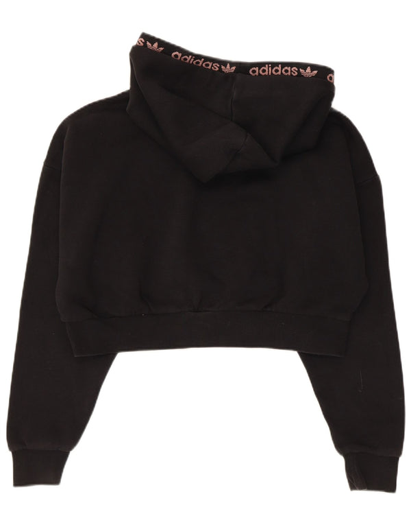 Jumper Adidas pentru femei oversized Graphic Crop Hoodie UK 4 XS Bumbac negru