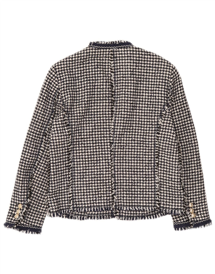 Jachetă Blazer deschisă pentru femei Zara UK 12 Medium Black Houndstooth
