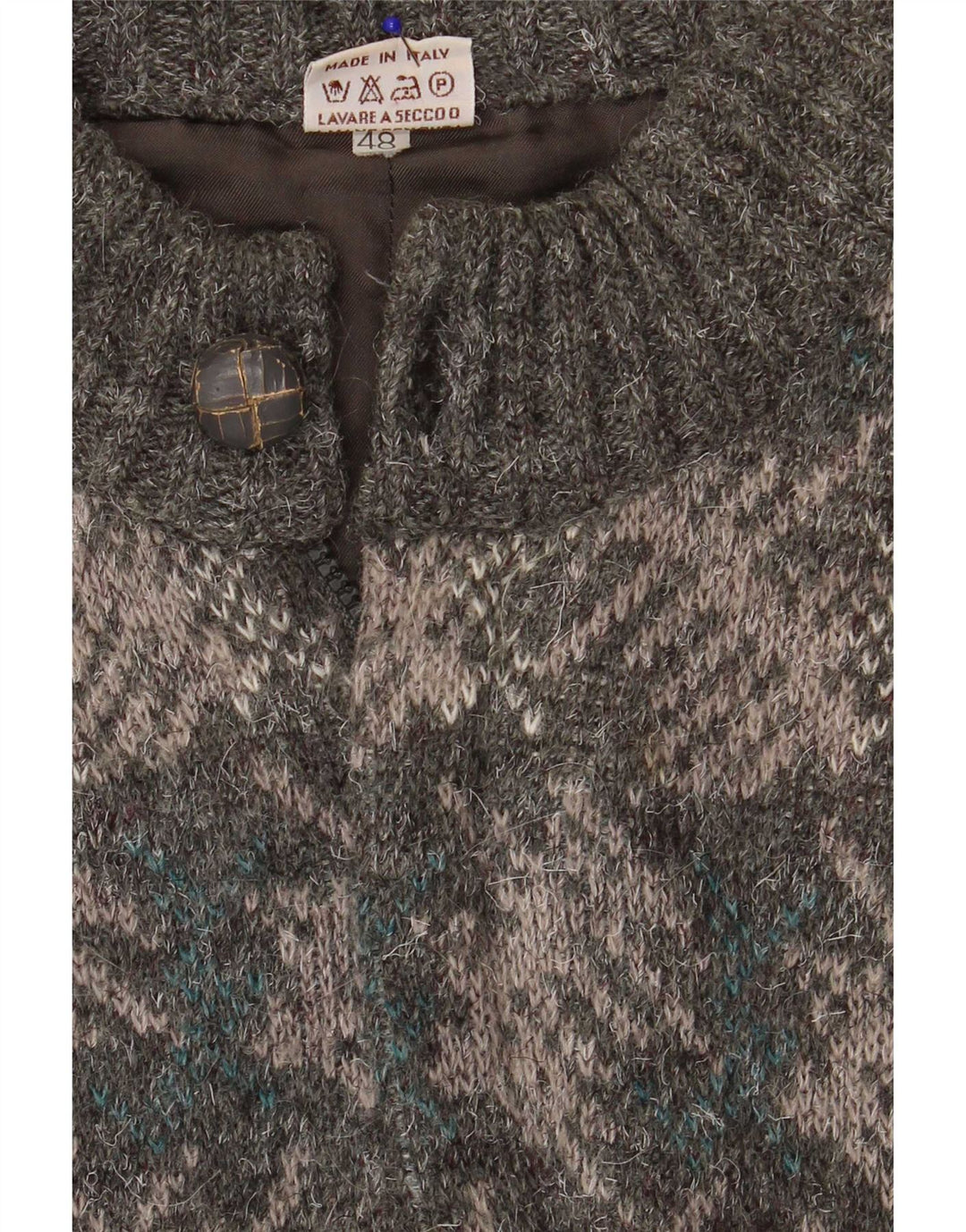 Pulover Cardigan Vintage pentru Barbati IT 48 Medium Gri Geometric