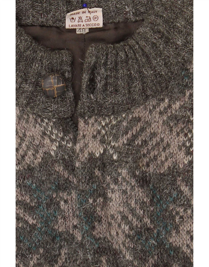 Pulover Cardigan Vintage pentru Barbati IT 48 Medium Gri Geometric