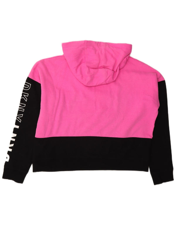 Pulover cu glugă supradimensionat cu grafic pentru femei Dkny UK 14 Roz mediu Colorblock