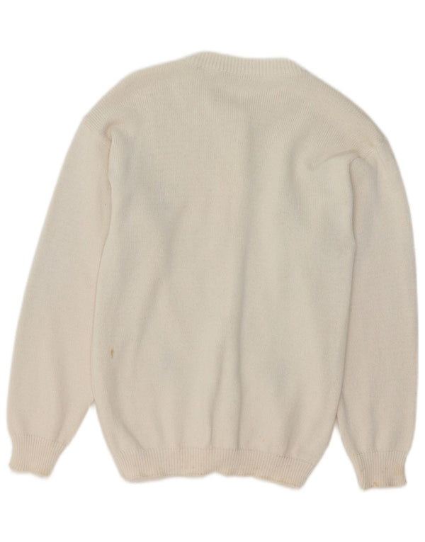 Pulover Cardigan Vintage pentru Damă UK 10 Mic Alb Floral