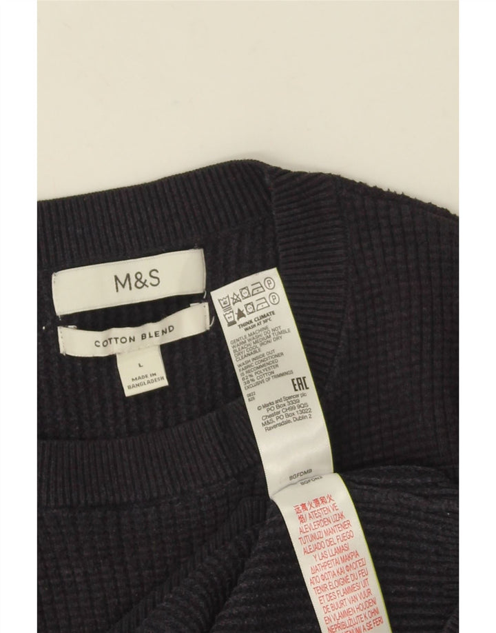 Pulover pentru bărbați Marks & Spencer, cu gât crew, poliester mare, albastru