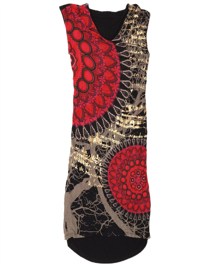 Rochie maxi cu model abstract pentru femei de designer UK 14 mare multicoloră