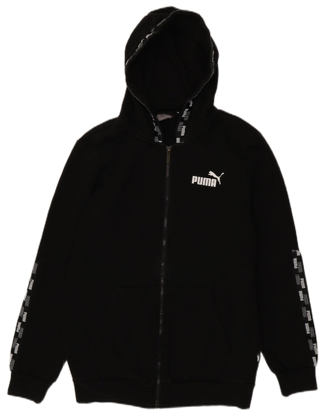 Pulover Puma Graphic Zip pentru bărbați, bumbac mic, negru