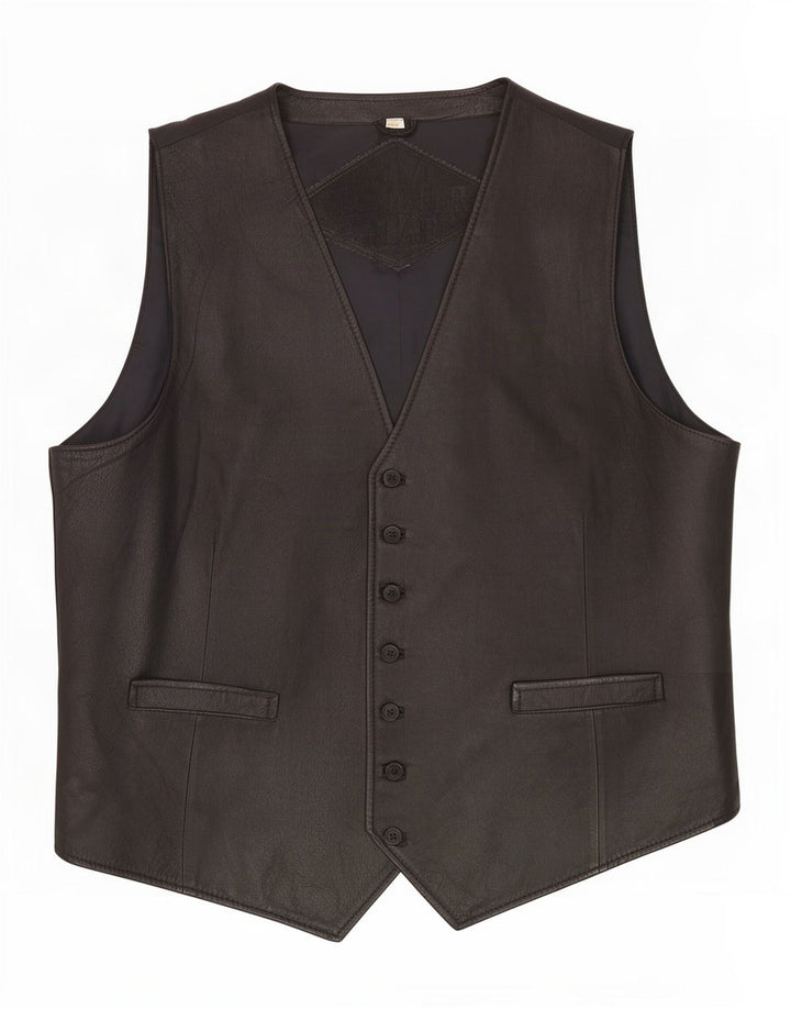 Vestă din piele vintage pentru bărbați IT 54 XL neagră