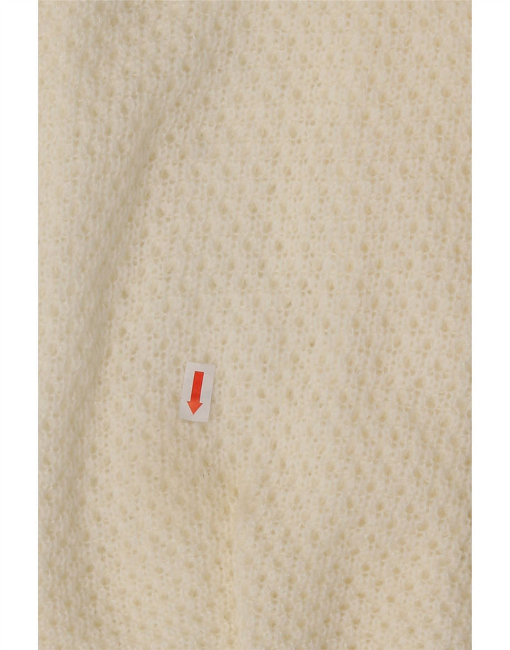 VINTAGE Womens Cardigan Sweater UK 14 Medium Off White Acrylic Vintage Vintage and Second-Hand Vintage from Messina Hembry 