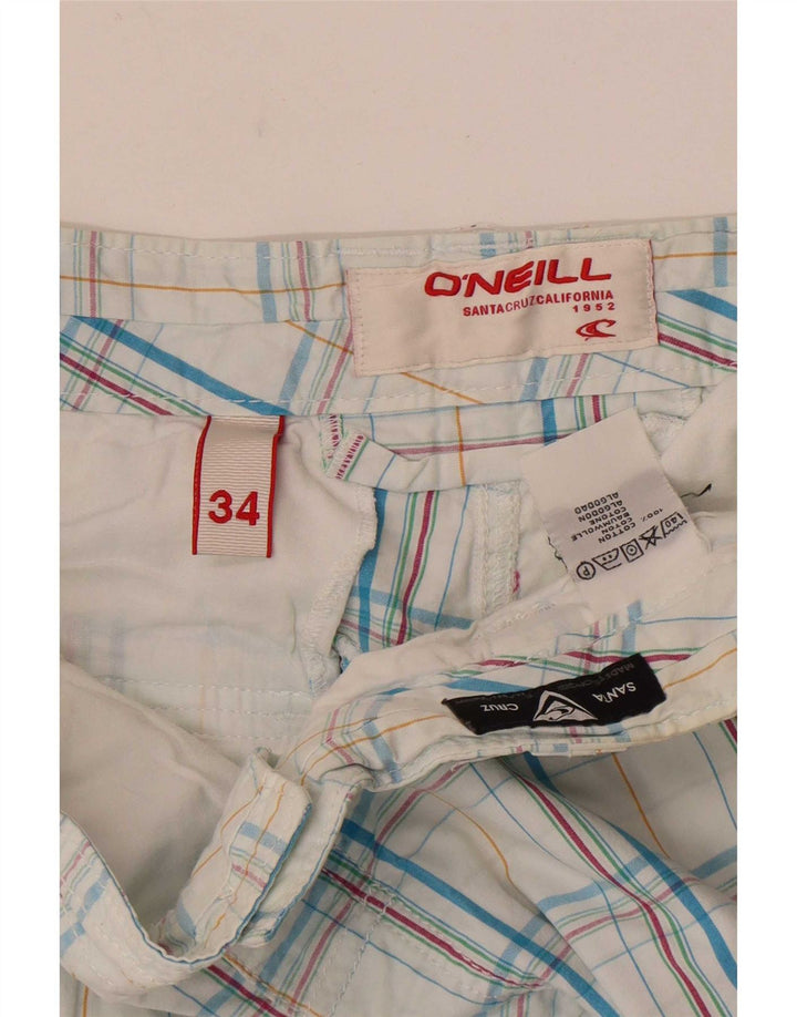Pantaloni scurți cargo O'Neill pentru bărbați W34, bumbac cu carouri mari, albastre