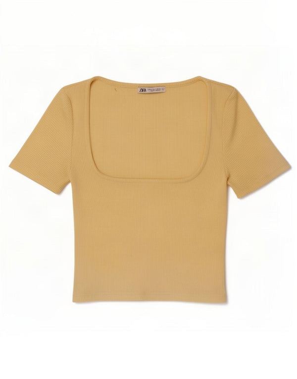 Tricou Crop pentru femei Zara UK 8 Small Yellow