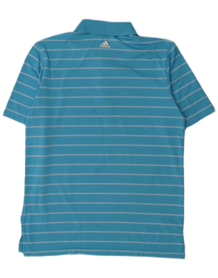 Tricou polo Adidas pentru bărbați, poliester cu dungi albastre medii