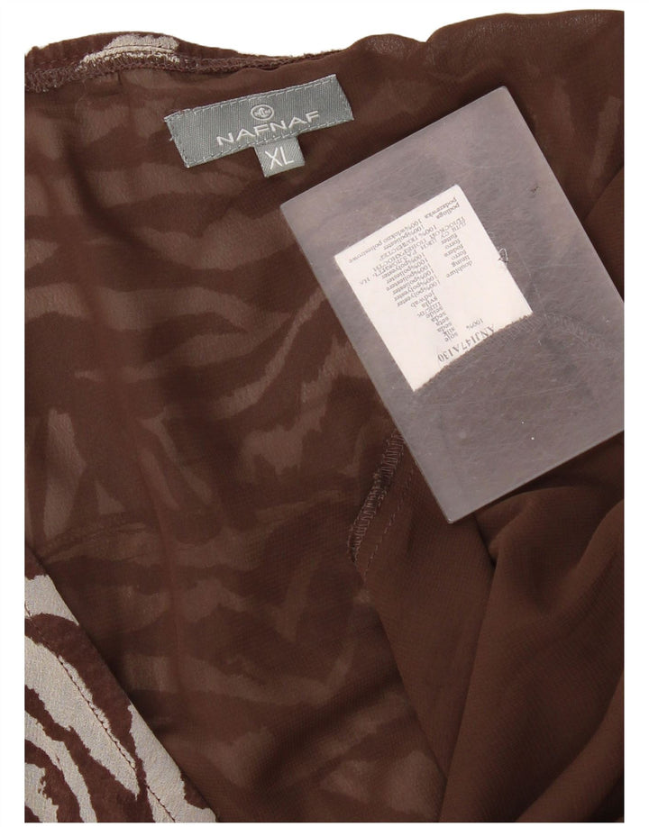 Naf Naf Fusta Asimetrică Femei XL W36 Maro Poliester Animal Print