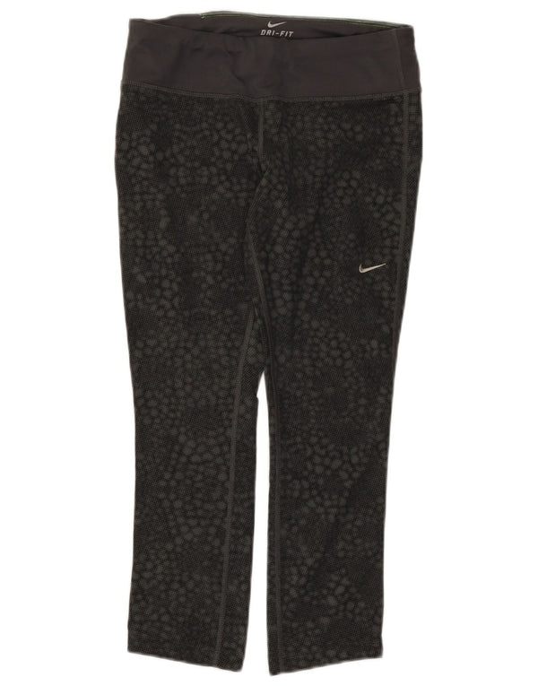 Leggings capri Nike Dri Fit pentru femei UK 8 Small Negru Poliester geometric