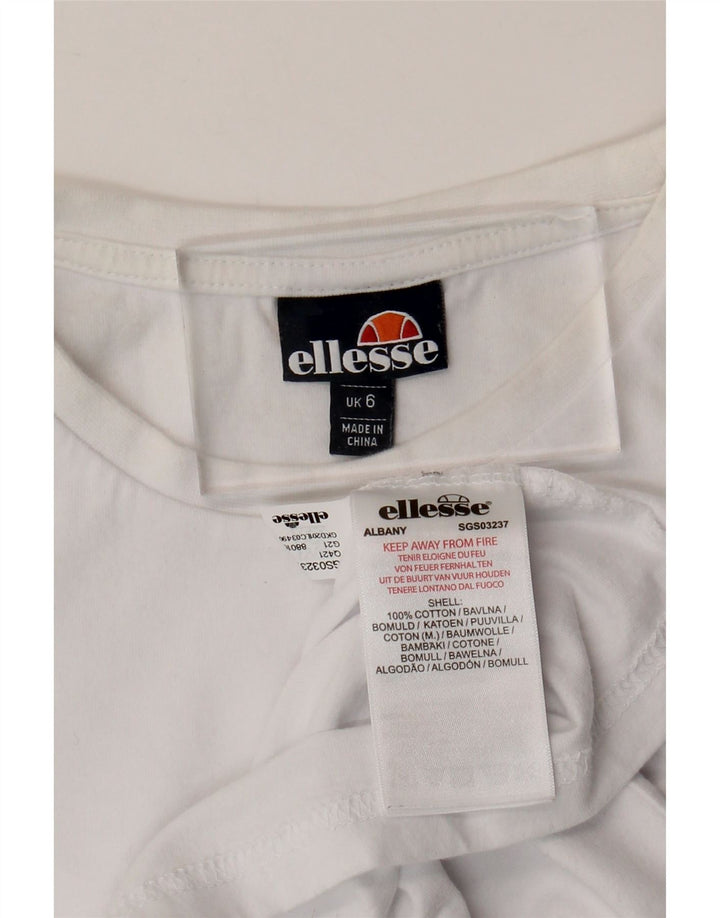 Tricou cu grafic pentru femei ELLESSE Top UK 6 XS Bumbac alb