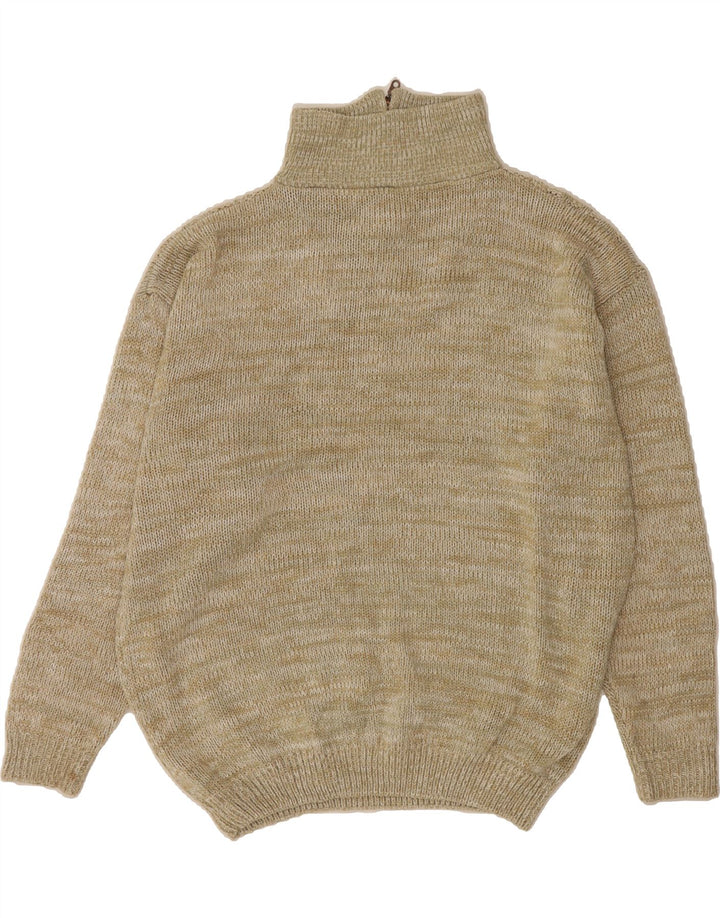 Pulover VINTAGE pentru bărbați, cu fermoar și gât, 2XL, bej, poliacrilic