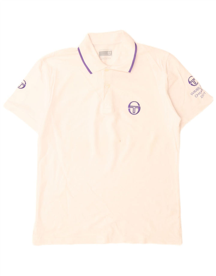 Sergio Tacchini Polo cu grafică pentru bărbați, bumbac alb mic