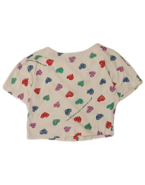 Bluză cămașă cu mânecă scurtă pentru femei Benetton UK 10 Small White Geometric