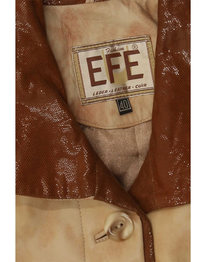 Palton supradimensionat din piele vintage pentru femei EU 40 Medium Beige Tie Dye Piele