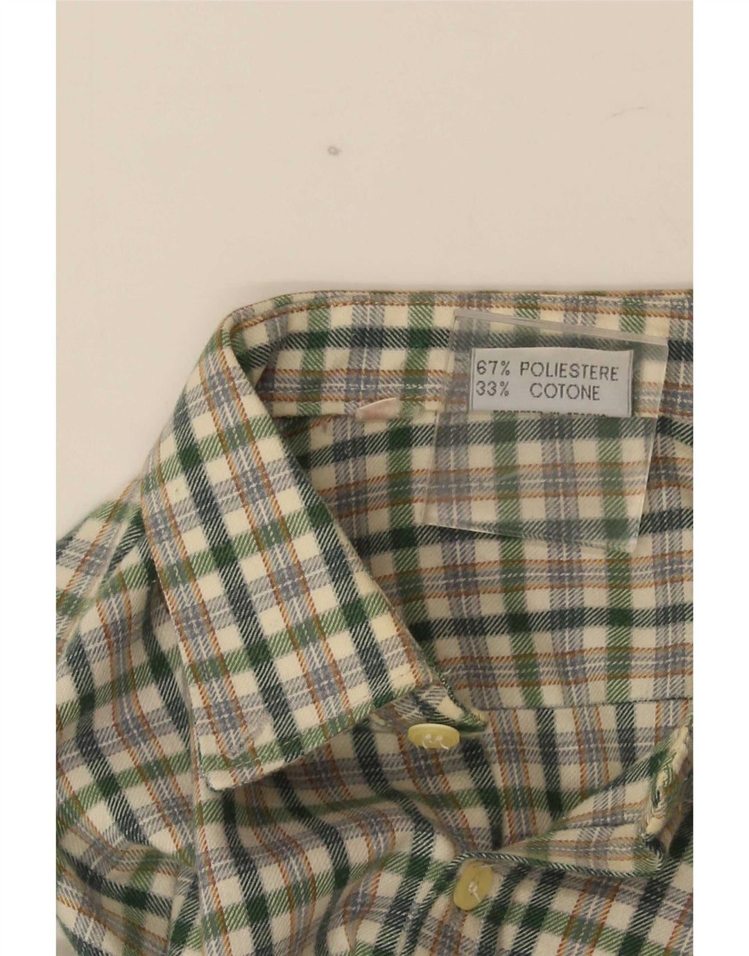 Cămașă de flanel vintage pentru bărbați, poliester cu carouri mici, verde