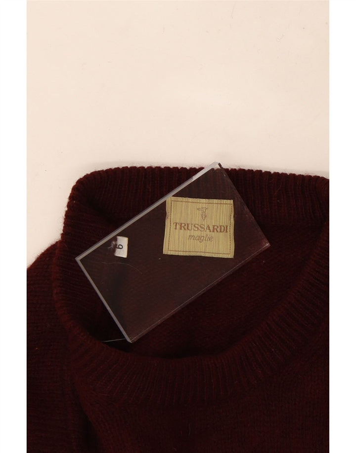 TRUSSARDI Pulover pentru bărbați cu gât crew, 2XL, lână maro
