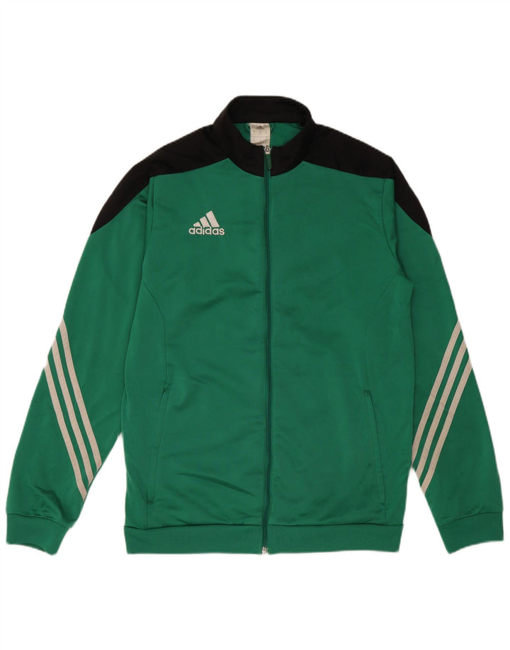 Jachetă de trening pentru bărbați Adidas, verde mediu, poliester color bloc