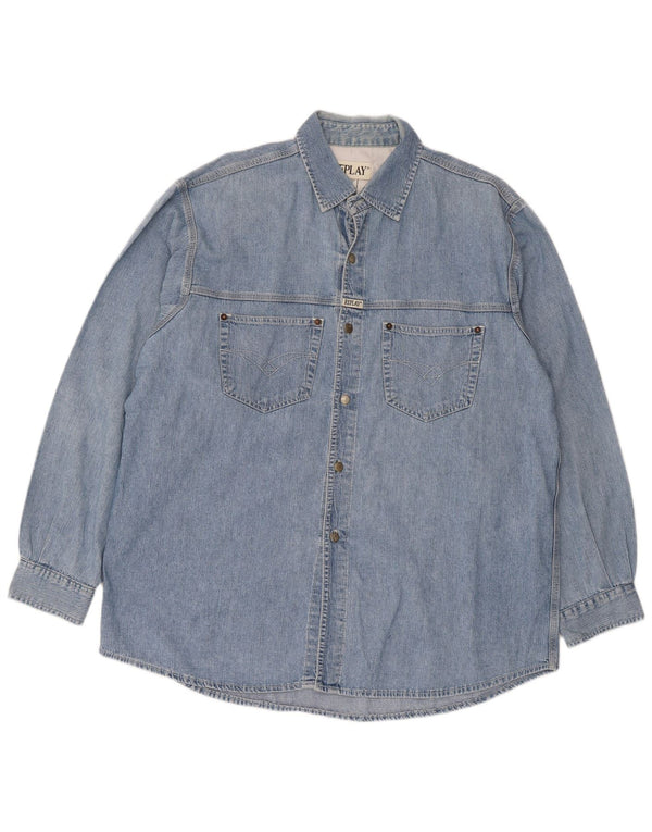 Cămașă de blugi pentru bărbați Replay, 2XL, bumbac albastru