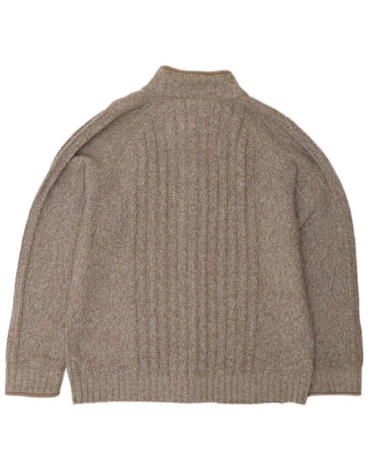Pulover cardigan pentru bărbați Marks & Spencer, lână mare maro cu pete