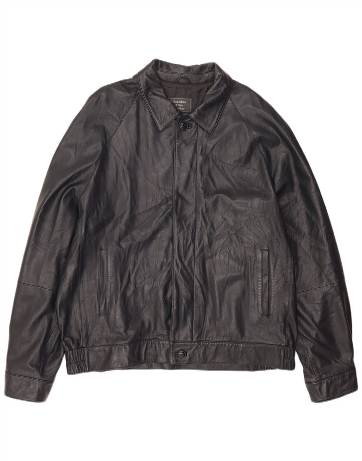 Geacă din piele vintage pentru bărbați IT 56 3XL din piele neagră