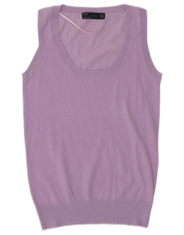 Top cu vestă ZARA pentru femei UK 14, bumbac violet mediu