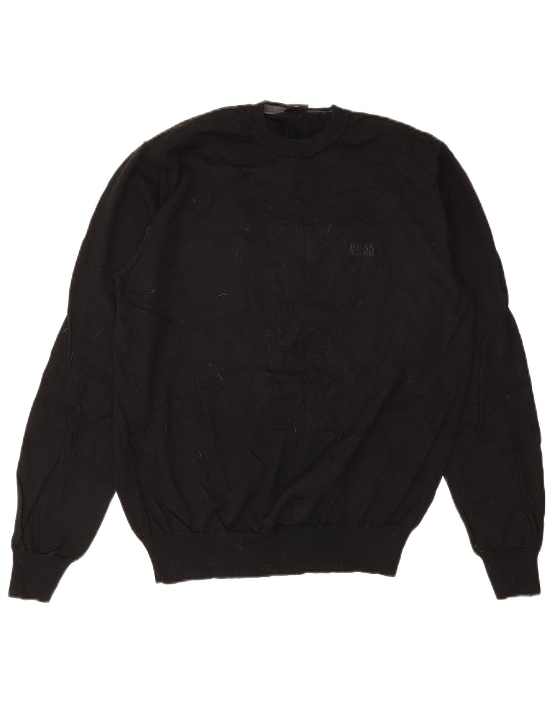 Pulover pentru bărbați HUGO BOSS, cu gât crew, XL, lână virgină neagră
