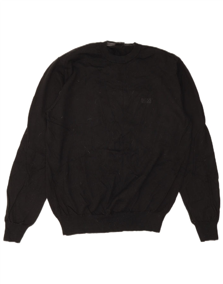 Pulover pentru bărbați HUGO BOSS, cu gât crew, XL, lână virgină neagră