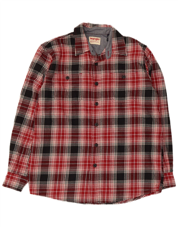 Cămașă de flanel pentru bărbați Wrangler, bumbac cu carouri roșii medii