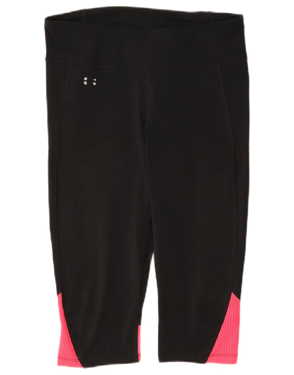 UNDER ARMOUR Womens Capri Leggings UK 14 Large  Black Colourblock