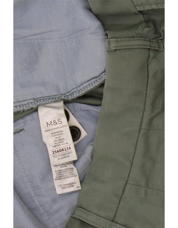 Pantaloni scurți chino pentru bărbați Marks & Spencer W34, bumbac verde mare