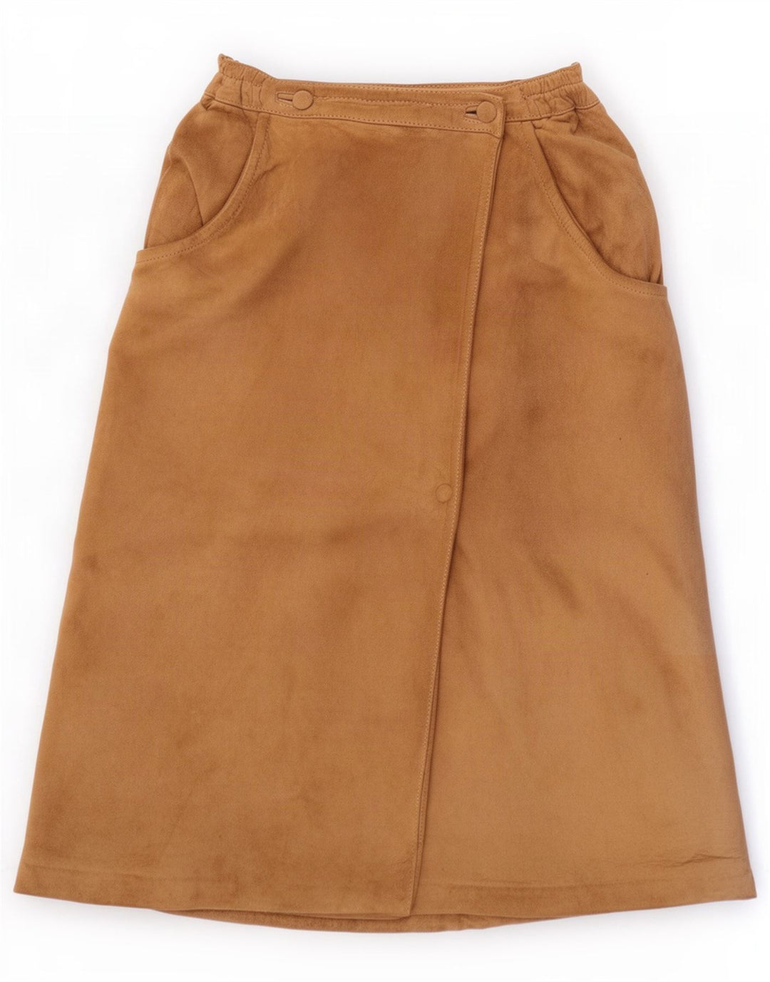 Fusta Wrap Femei din piele intoarsa vintage IT 42 Medium W27 Piele bej