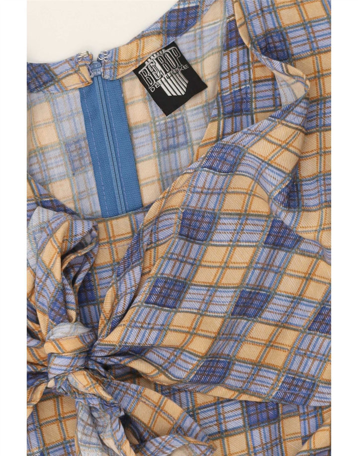 We Be Bop Rochie Maxi fără mâneci pentru femei UK 12 Medium Blue Check Rayon