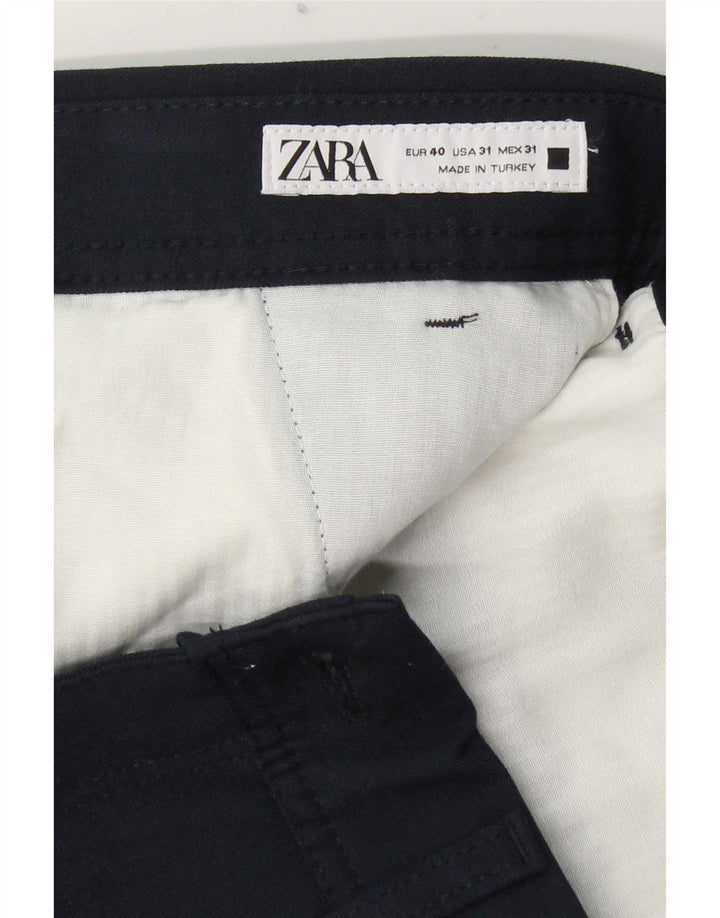 Zara Mens Slim Chino Trousers EU 40 Medium W31 L29 Navy Blue Polyester