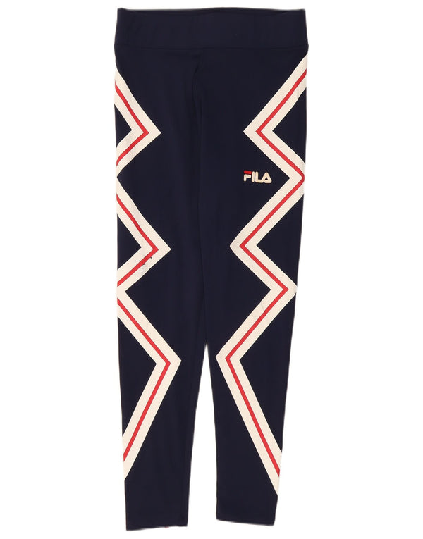 Leggings cu grafic pentru femei Fila UK 14, mare, poliester geometric, albastru marin