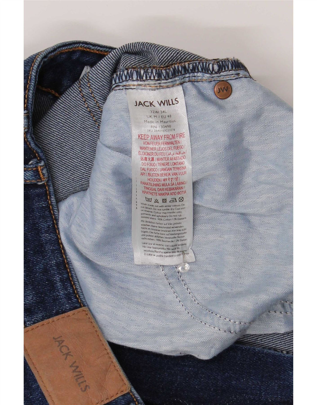 Blugi slim pentru bărbați Jack Wills W32 L30 bumbac albastru