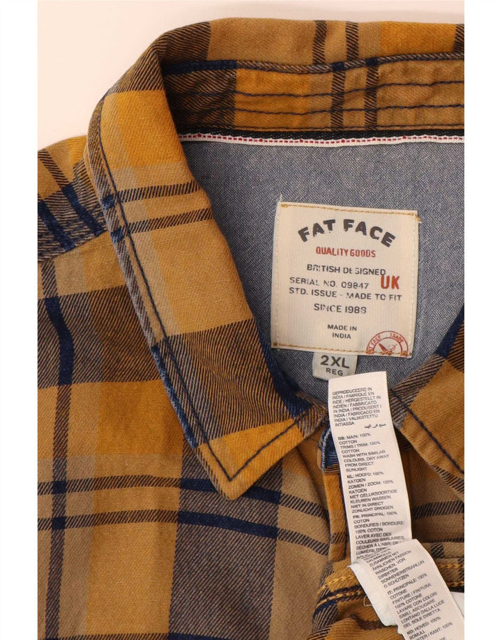 Cămașă de flanel pentru bărbați Fat Face 2XL, bumbac cu carouri galbene
