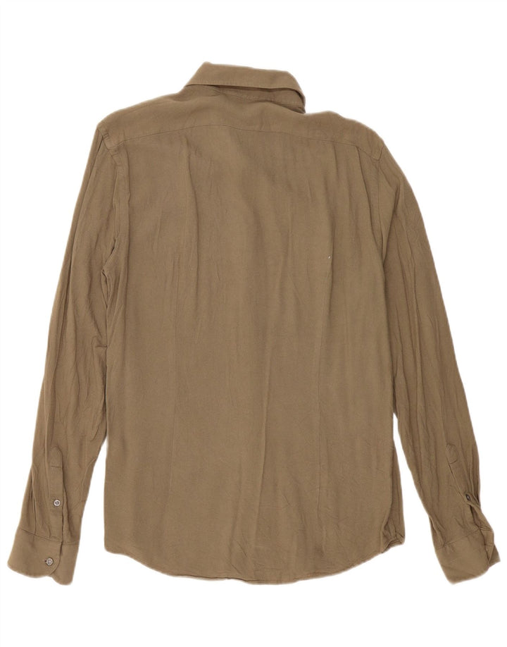 Cămașă pentru bărbați Reiss Slim Fit, mare kaki, viscoză