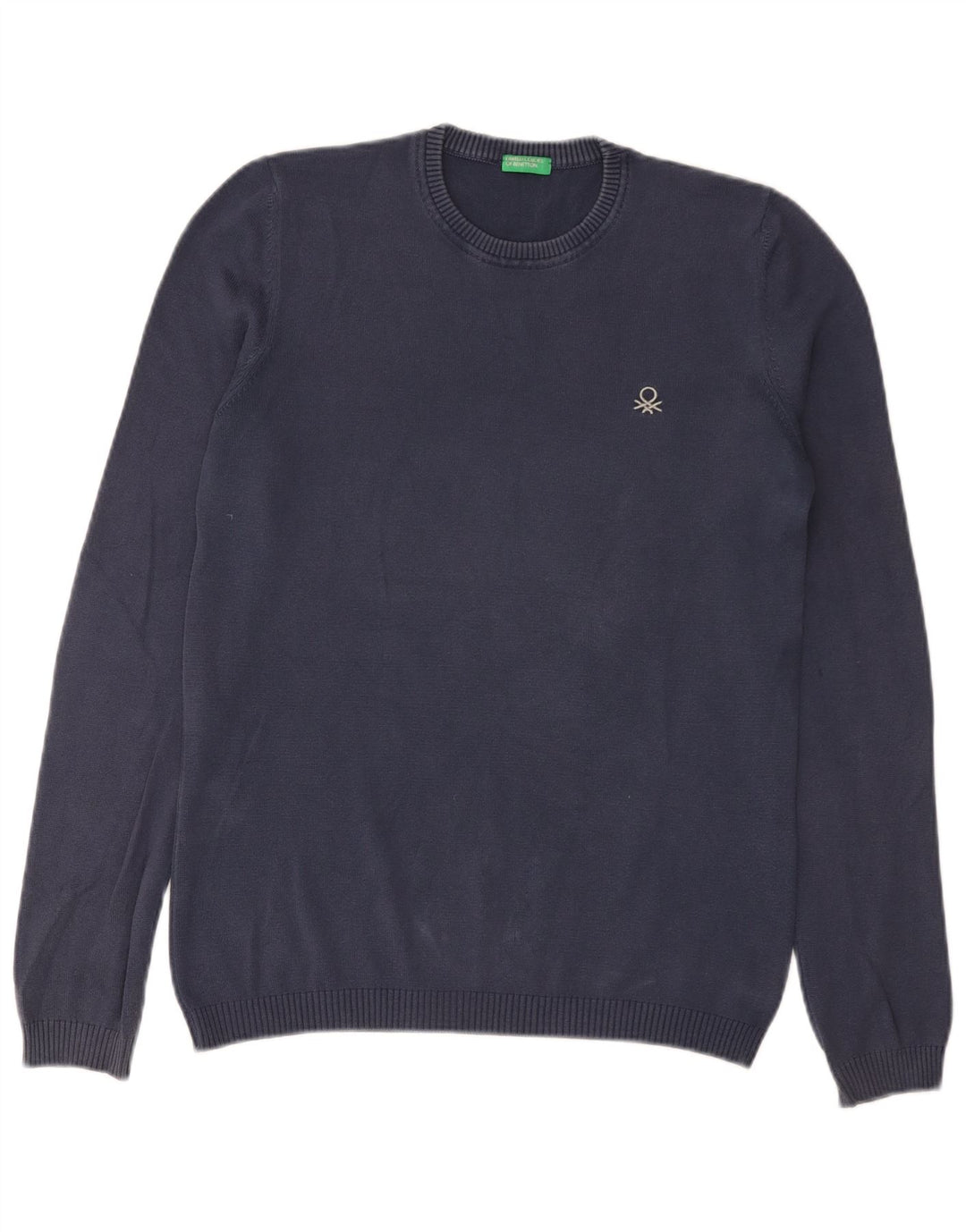 Pulover Benetton pentru bărbați, cu gât crew, mic, bleumarin