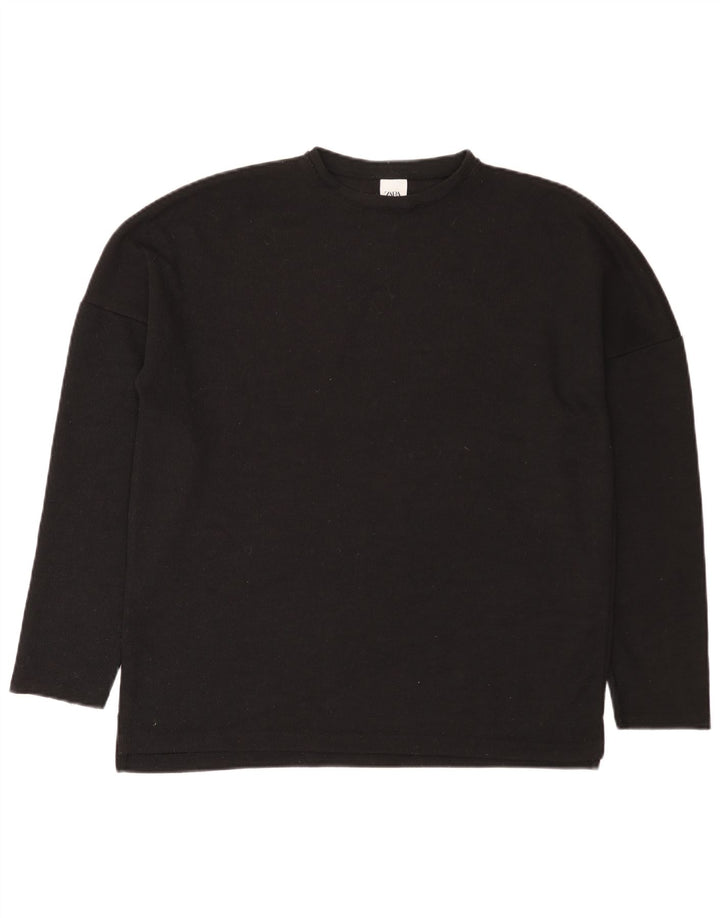 Pulover pentru bărbați Zara, cu gât crew, mic, negru