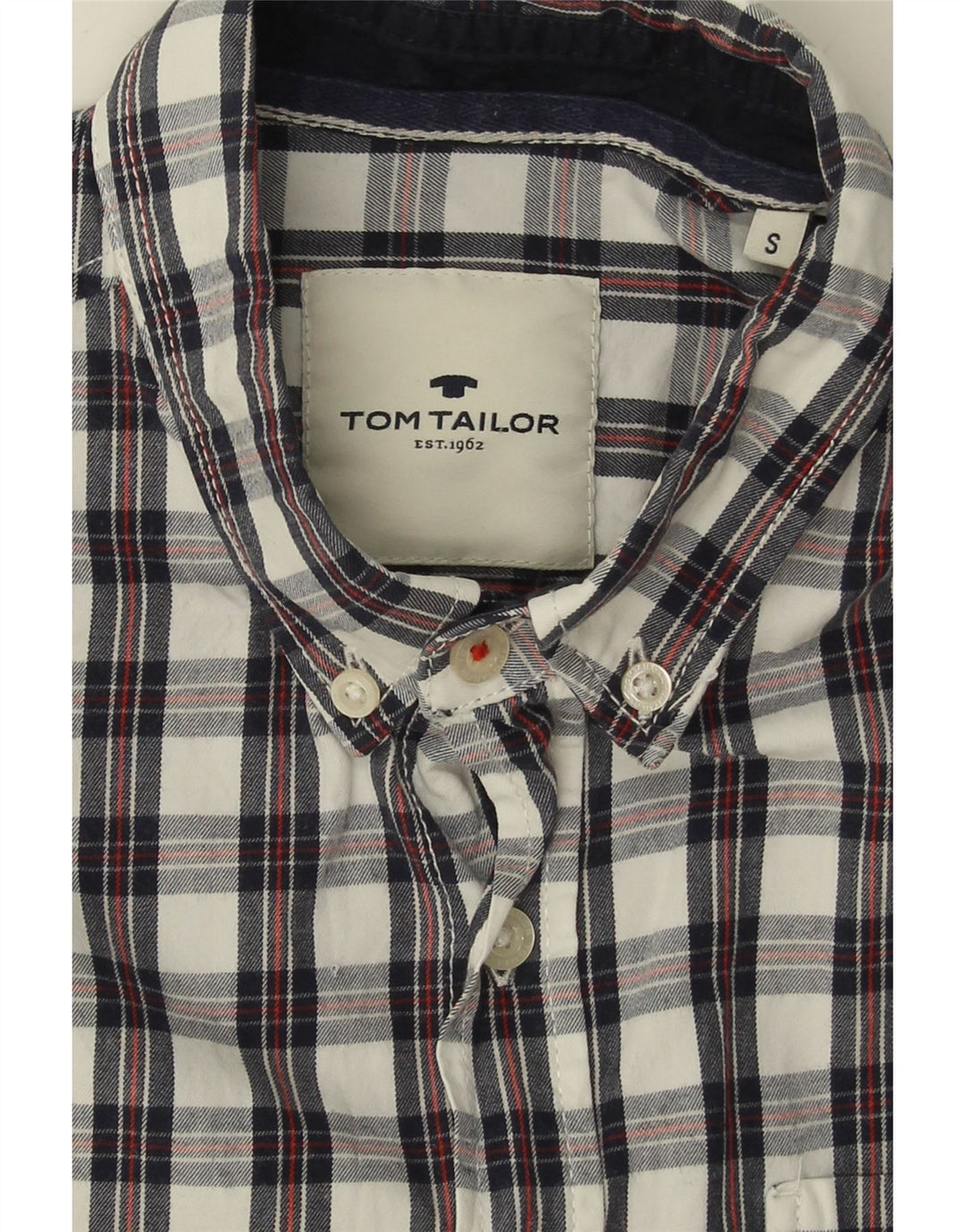 TOM TAILOR Mens Shirt Small Navy Blue Check Cotton Vintage Tom Tailor and Second-Hand Tom Tailor from Messina Hembry 