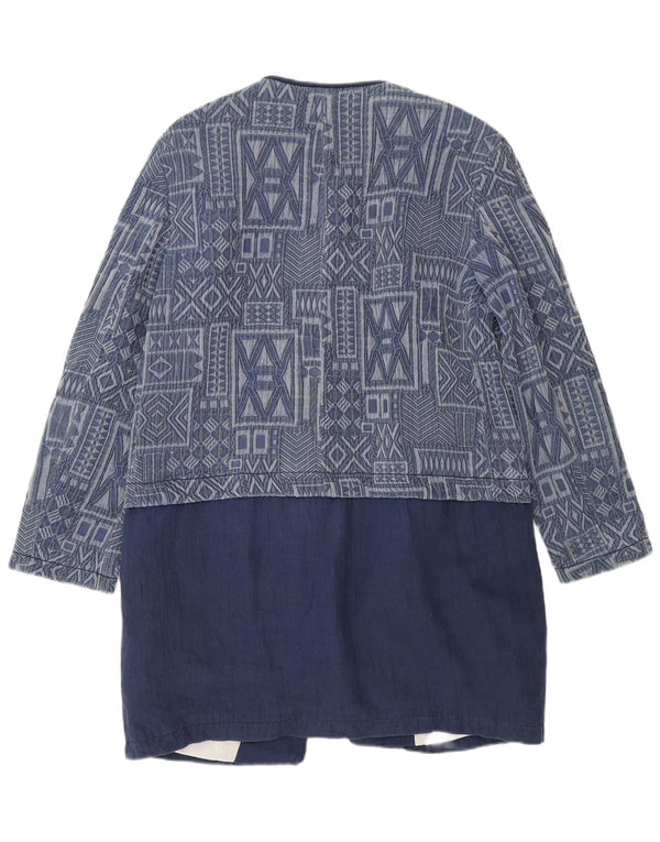 Pardesiu deschis pentru femei Zara UK 16 mare din bumbac geometric albastru