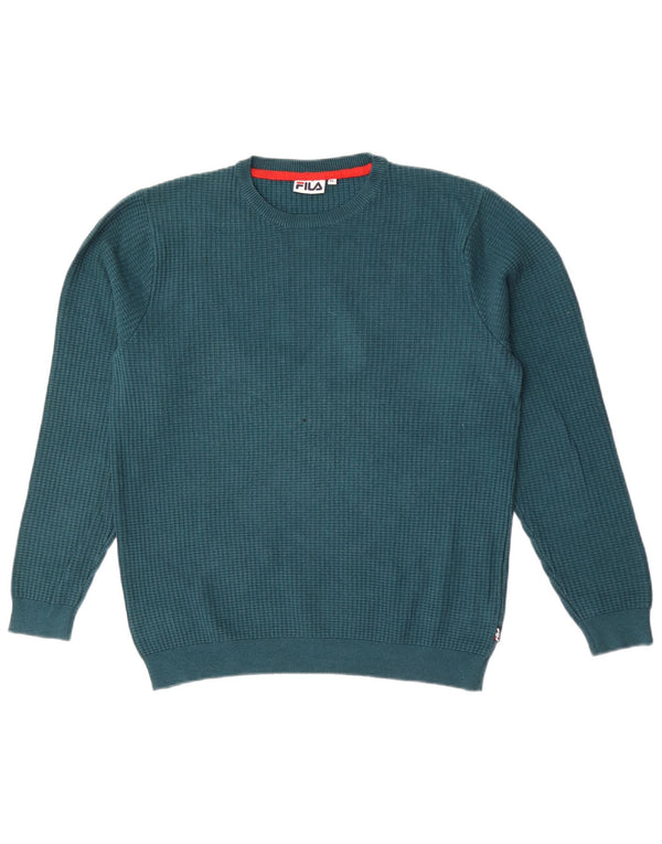 Pulover Fila pentru bărbați cu gât roșu, XL, bumbac, albastru